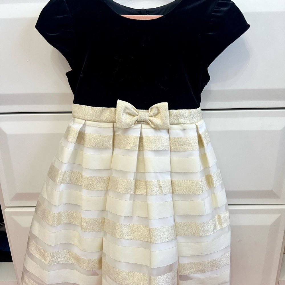 Elegant Black and Gold Kids Dress